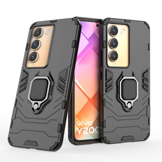 Vivo Y100 5G 鎧甲保護殼 雙層抗震TPU+PC軟硬殼全包式指環支架手機殼背蓋