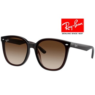 【原廠公司貨】RayBan 雷朋 亞洲版 時尚大鏡面太陽眼鏡 RB4423D 714/13 深棕框抗UV漸層茶鏡片