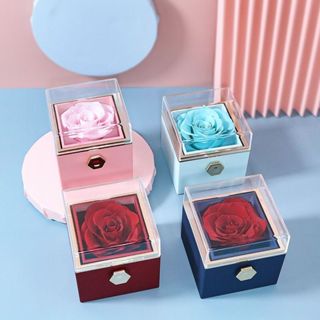 🔥【新品下殺價】生日禮物 一見鐘情旋轉玫瑰禮盒套組 永生花 首飾套裝 情人節 聖誕節 求婚 告白表白 香皂花 高階 禮物