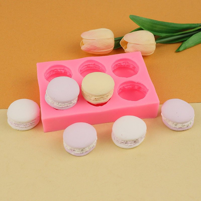 【KEWPIE 】 6連3d立體馬卡龍硅膠模具 DIY手工皂模輕粘土食品硅膠漢堡模具