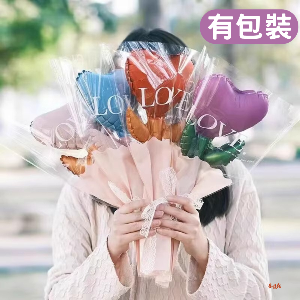 台灣現貨 愛心花朵氣球 手拿氣球節氣球 手拿花康乃馨 母親節花束 情人節花 畢業禮物 教師節 婚禮小物 婚禮二進