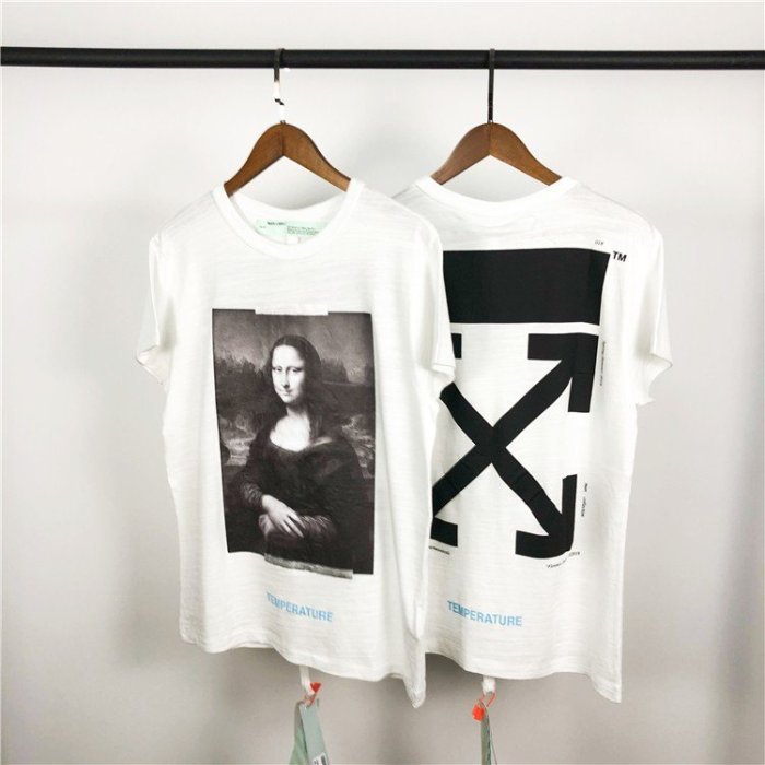 HAN's ⧓ 100%新 Off White x18ss 蒙娜麗莎 油畫 箭頭 白色 圓領 短袖 T恤 現貨