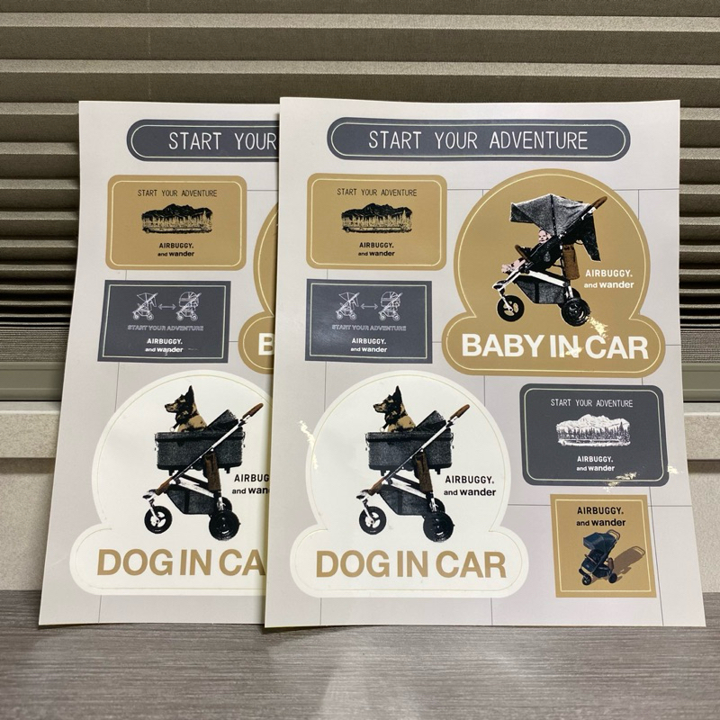 and wander BABY IN CAR DOG IN CAR 貼紙 airbuggy