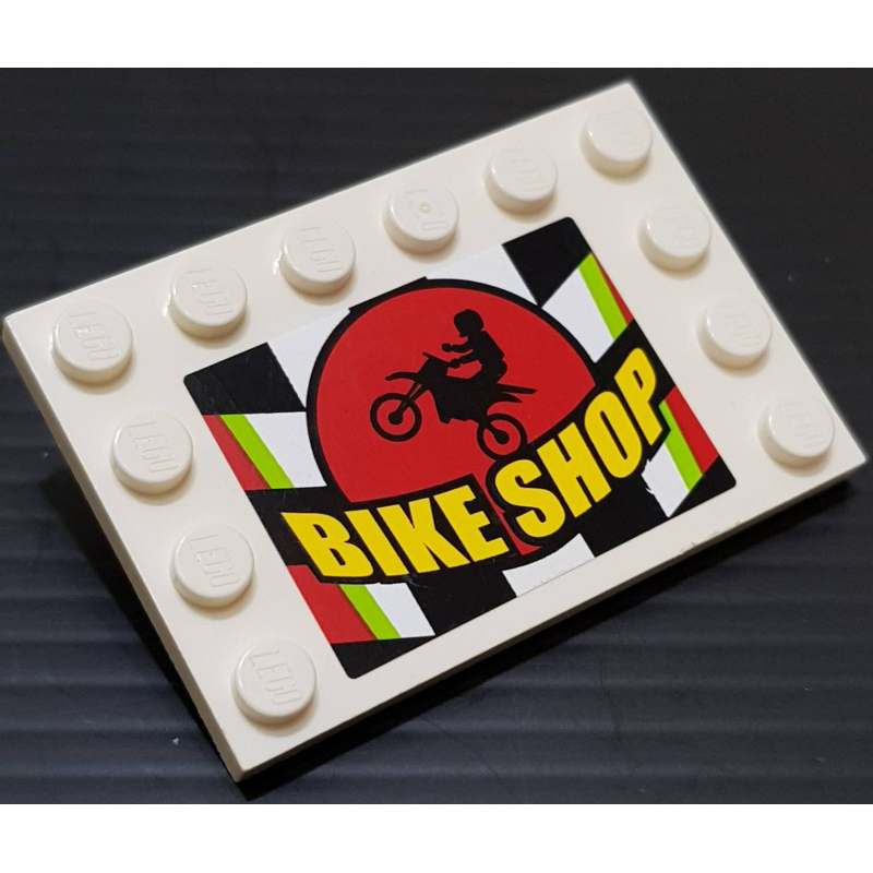 樂高 6180 60026 白色 平板 招牌 自行車 商店 貼紙 配件