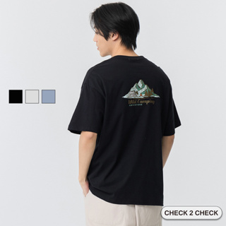 Check2Check-WILD CAMPING圖像短T 純棉 前後印刷 寬鬆 山系【CB02-020346】[現貨]