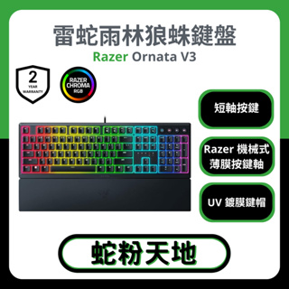 🐍蛇粉專屬天地🐍 Razer Ornata V3 100% 尺寸雷蛇雨林狼珠 薄膜短軸鍵盤 電競鍵盤 有線鍵盤 RGB