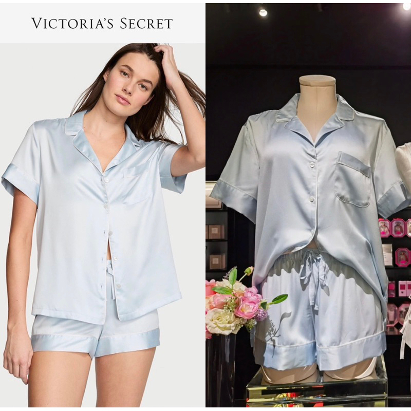 新款🎀美國購入🇺🇸全新限量款超美Victoria’s Secret 維多利亞的秘密  月光藍絲緞睡衣居家服