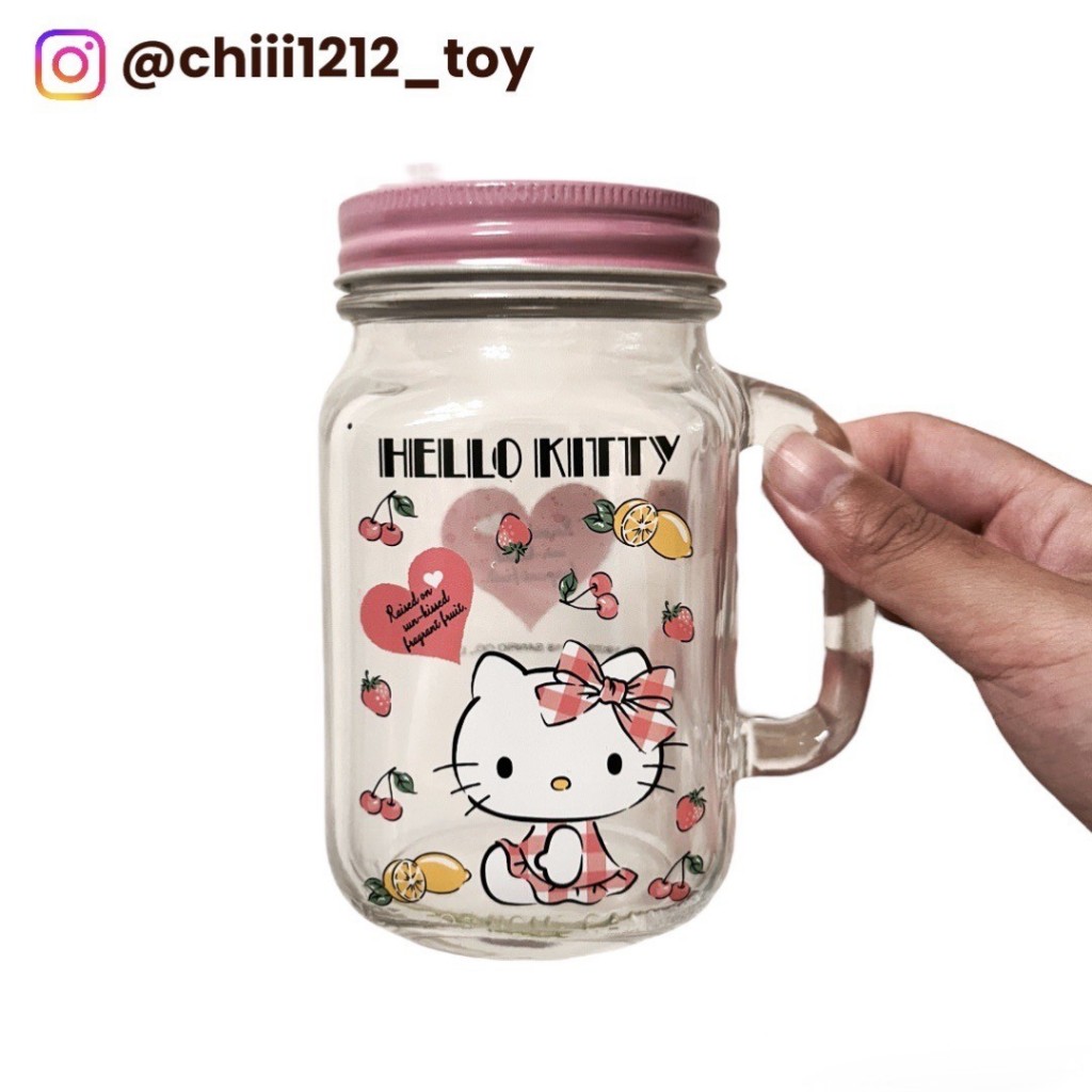 【三麗鷗Hello Kitty】多功能罐型杯 梅森杯 玻璃杯 果汁杯 飲料杯 吸管杯 吸管玻璃杯