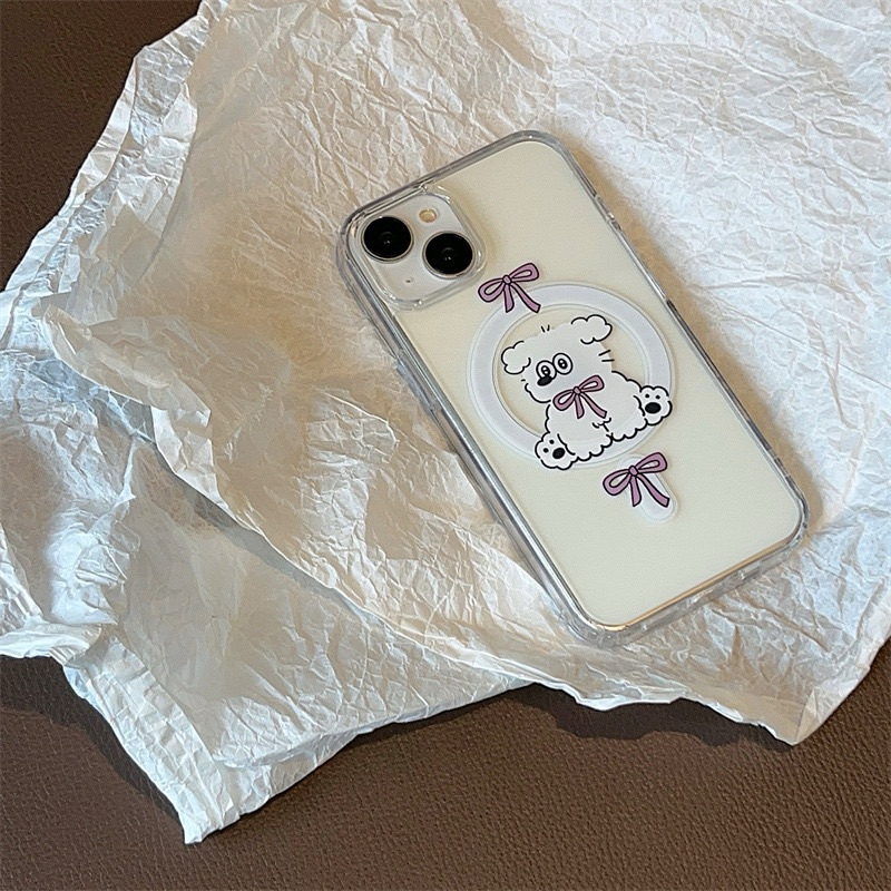 COISINI ♡̴ ｜「新品預購」蝴蝶結小狗 磁吸壓克力手機殼 iPhone 手機殼 iPhone 15