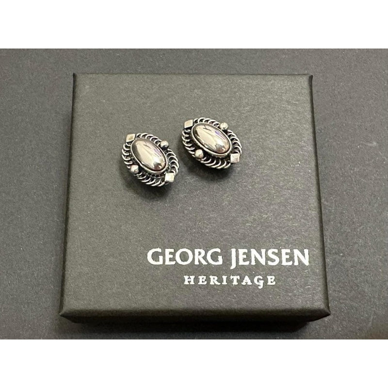 GEORG JENSEN喬治傑生#2004銀石夾式耳環(首刻版，丹麥製)