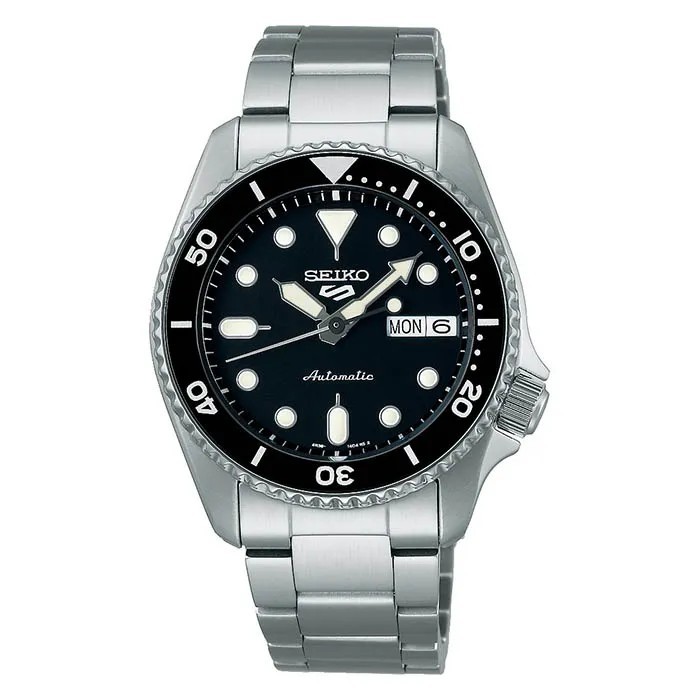 【SEIKO】精工 5Sports 縮小款 SRPK29K1 鋼錶帶潛水錶 機械錶4R36-14B0D 黑/銀38mm