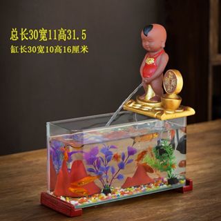 【熱銷】小孩尿茶壺懸壺流水器金魚缸家用擺件桌面自動迴圈水尿童陶罐噴泉