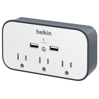 美國貝爾金 Belkin 迷你三孔插座 + 雙 12W/2.4AMP USB 插座 (全新盒裝) 電源延長線