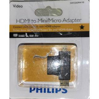 Philips飛利浦 HDMI雙用轉接器 HDMI母轉Micro & Mini HDMI (SWV2429W/10)