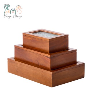 【臺灣出貨】復古海棠花玻璃收納盒 收納盒 收納櫃 木櫃 實木櫃 盒子 箱子 收納箱 文具收納 公仔收納 實木箱 I189
