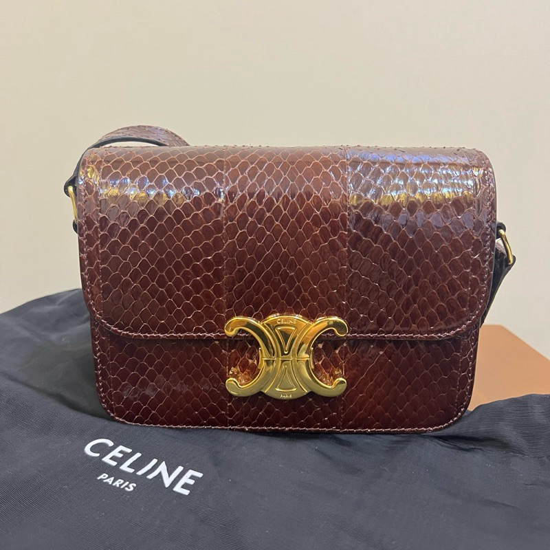《二手》 Celine teen triomphe bag 蛇皮紋凱旋門包