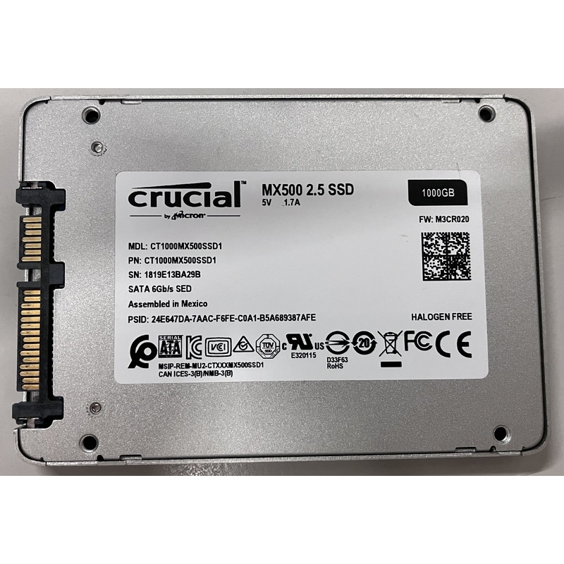 Crucial 美光 MX500 1TB SATA3 2.5吋 SSD 固態硬碟 CT1000MX500SSD1