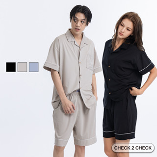 Check2Check-輕膚兩件式睡衣 男女睡衣套裝 情侶 中性 居家服飾 睡褲【CB00-080002】[現貨]