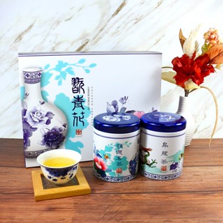 【龍源茶品】藝貢青花甘醇杉林溪烏龍高山茶葉禮盒2罐組(75g/罐-共150g)