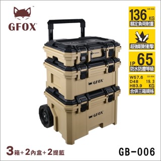 【五金批發王】GFOX 系統工具箱三件組 GB-006 堆疊工具箱 堆疊式 工具組 三合一 拉車 手推車 快扣 推車