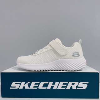 SKECHERS BOUNDER 中童 全白色 輕量 魔鬼氈 運動 休閒鞋 303550LWHT