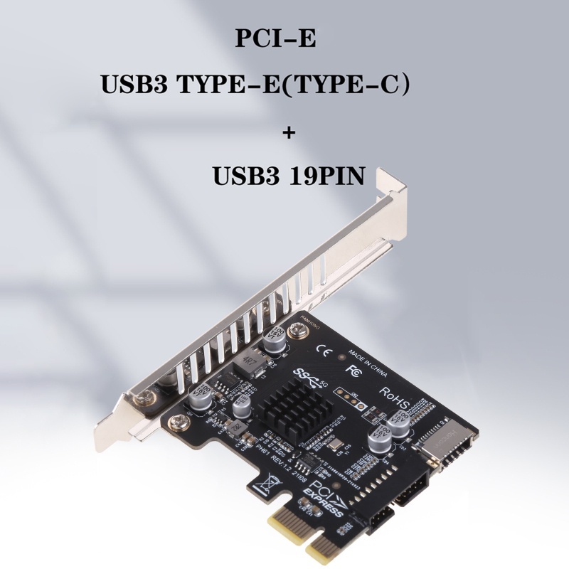 【全新】PCI-E 轉 USB3 Type-E 前面板 Type-C 19P 擴展卡,適用於 PCI-E X1 海景房