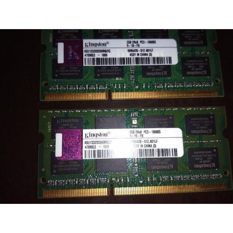 Kingston SO-DIMM 1.5v DDR3 1333 2G x 2 = 4GB 筆記型記憶體 NB 電 腦