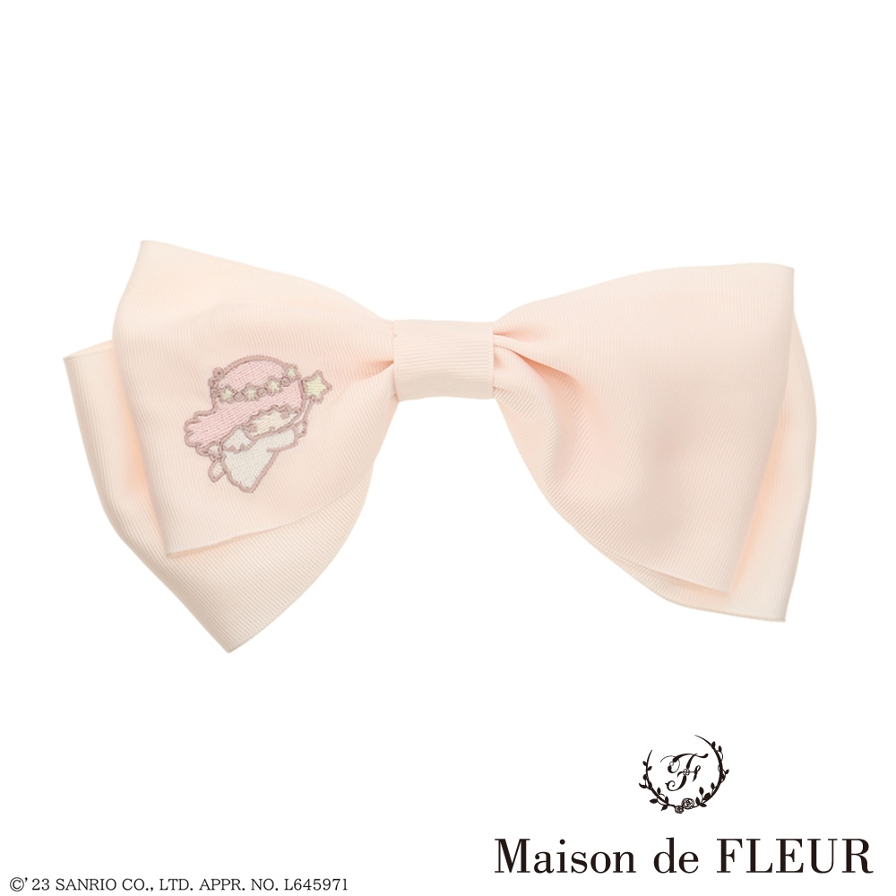 Maison de FLEUR 雙子星誕生日系列刺繡蝴蝶結髮夾(8S42FHJ0150)