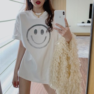 ZUCAS~韓版寬鬆圖案長版上衣 連衣裙 下半身失蹤 短袖上衣 短袖t恤 女裝 顯瘦上衣 衣服 寬鬆上衣R-305