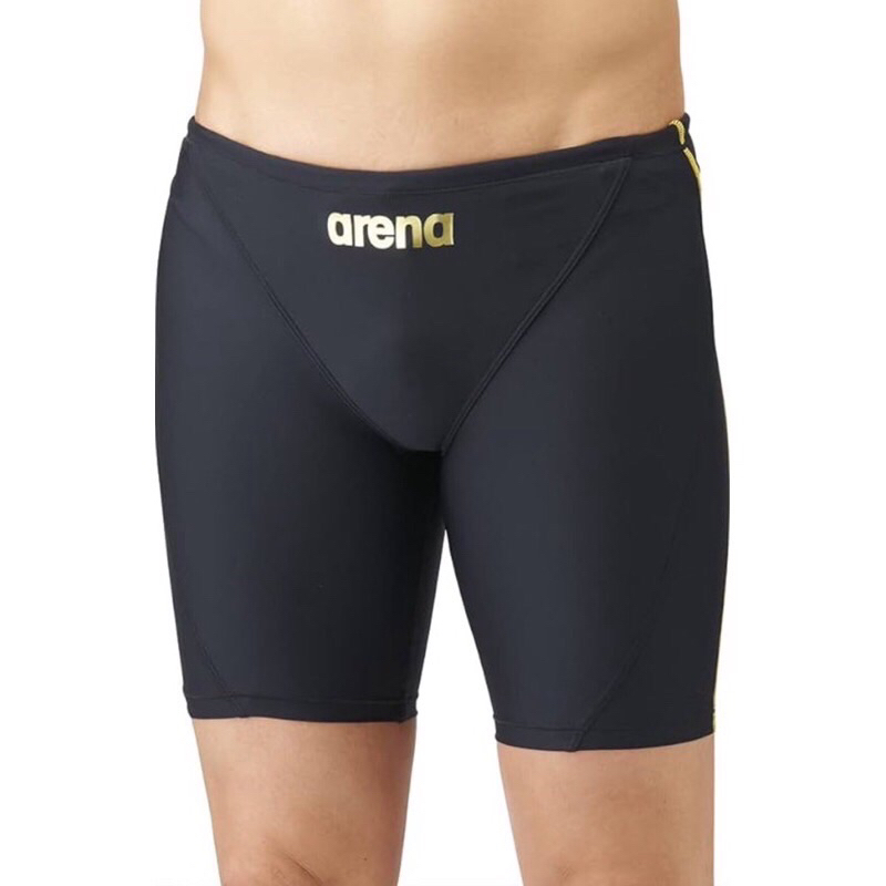 現貨 日本代購 ARENA S號 金線條 基本款 SAR-1103 彩虹標 膝上 練習 泳褲 競賽 男生 抗氯 抗水阻