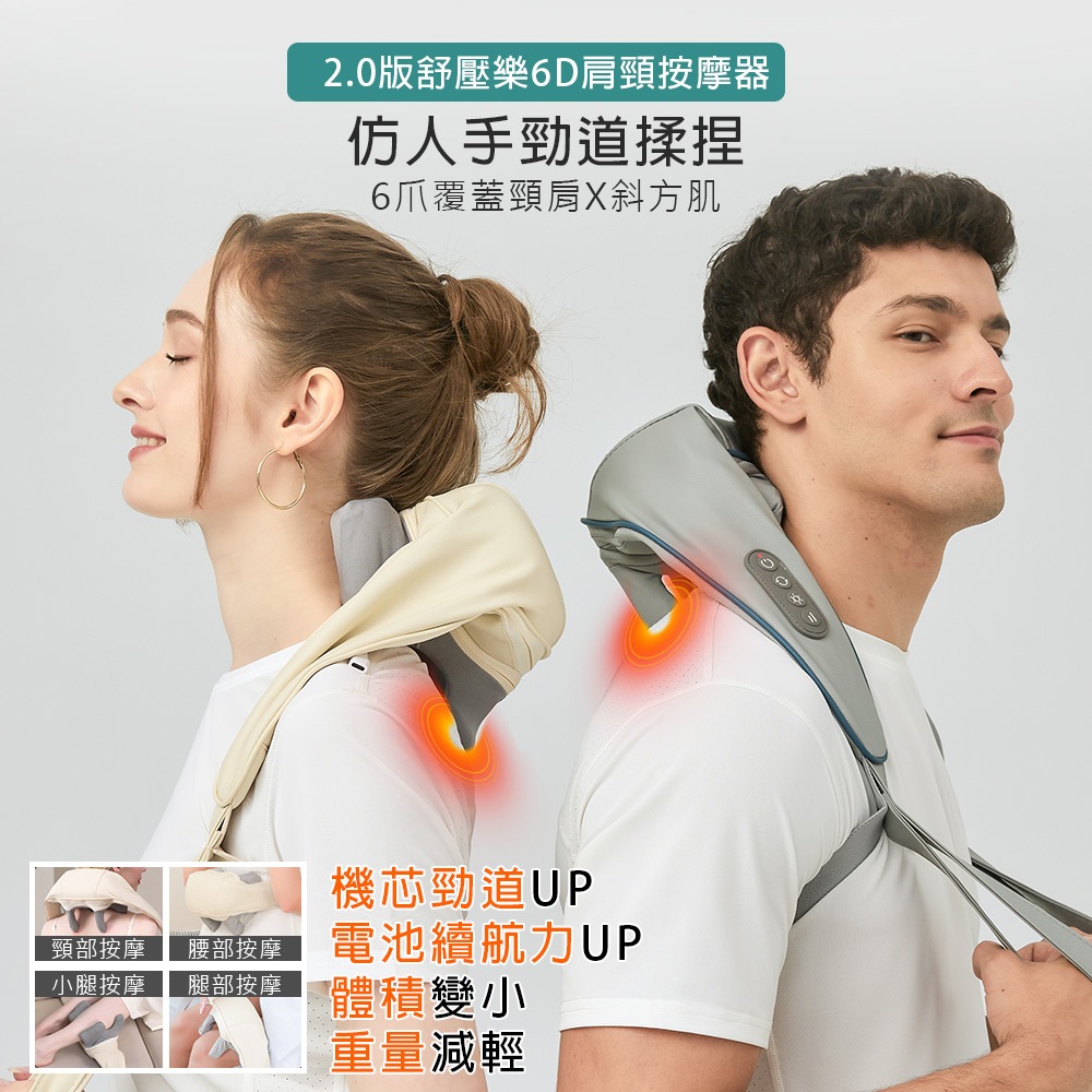 台北出貨-2.0版舒壓樂6D肩頸按摩器(KDN-JJ88)