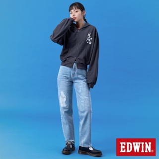 EDWIN BT21印花高腰丹寧錐形褲(重漂藍)-女款