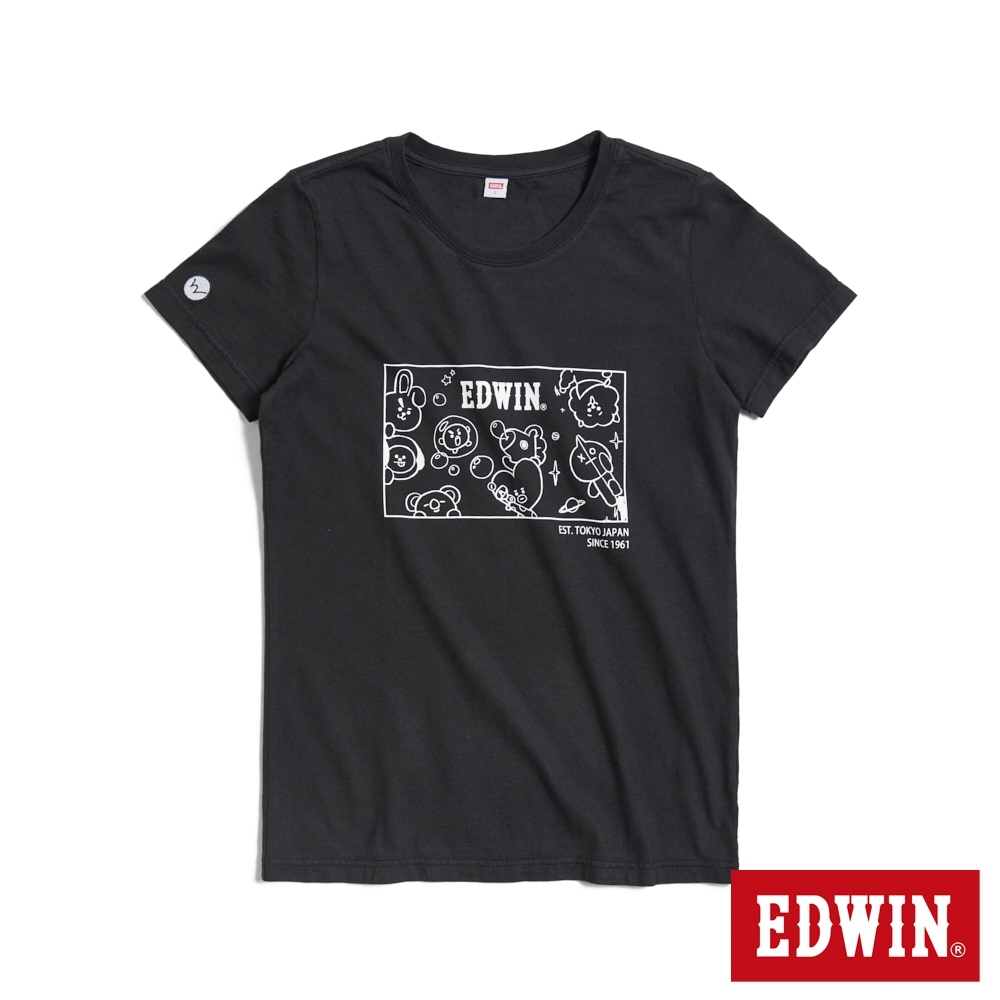 EDWIN BT21單色線條短袖T恤(黑色)-女款