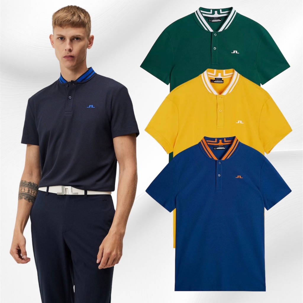 J.Lindeberg🌞Tyson 男高爾夫LOGO滾邊短袖polo衫(4色) V型領 立領