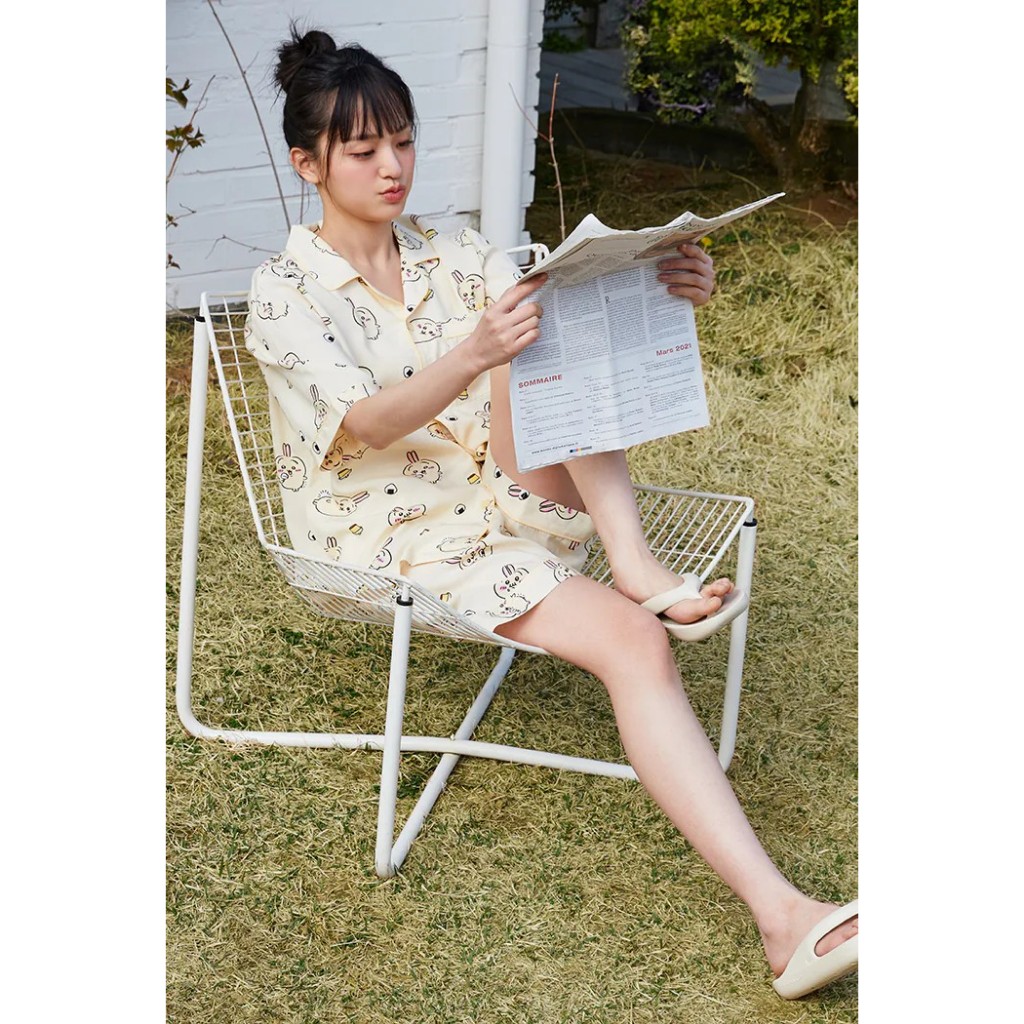 代購 韓國限定 SPAO X CHIIKAWA 吉伊卡哇 睡衣 小八 夏季 兔兔 薄款 套裝組 短袖 短褲 男女同款