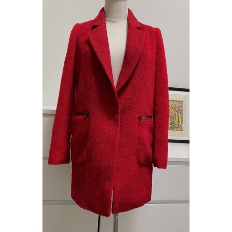 香港TOUCH 氣質紅色羊毛外套大衣 原價七千多
