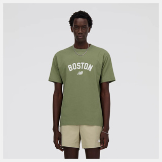 NEW BALANCE 短袖上衣 BOSTON 男款 寬鬆 舒適 休閒 酪梨綠-MT41561DEK