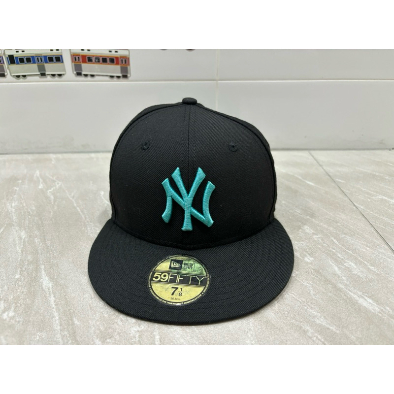 [二手] NEW ERA 59FIFTY NY 紐約洋基 棒球帽 青色Logo MLB 不可調 7又1/8 56.8公分