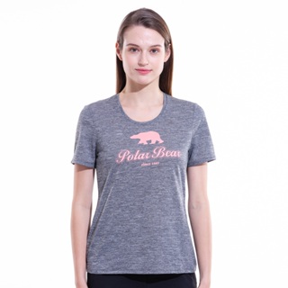 【POLAR BEAR】女吸濕排汗輕量雲彩印花T恤-黑麻色-24T06