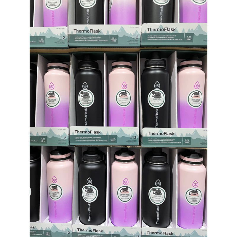 ❇️❇️好市多代購❇️❇️ ThermoFlask 不鏽鋼保冷瓶 1.2公升 X 2件組 2024新款色 黑+櫻花粉🌸