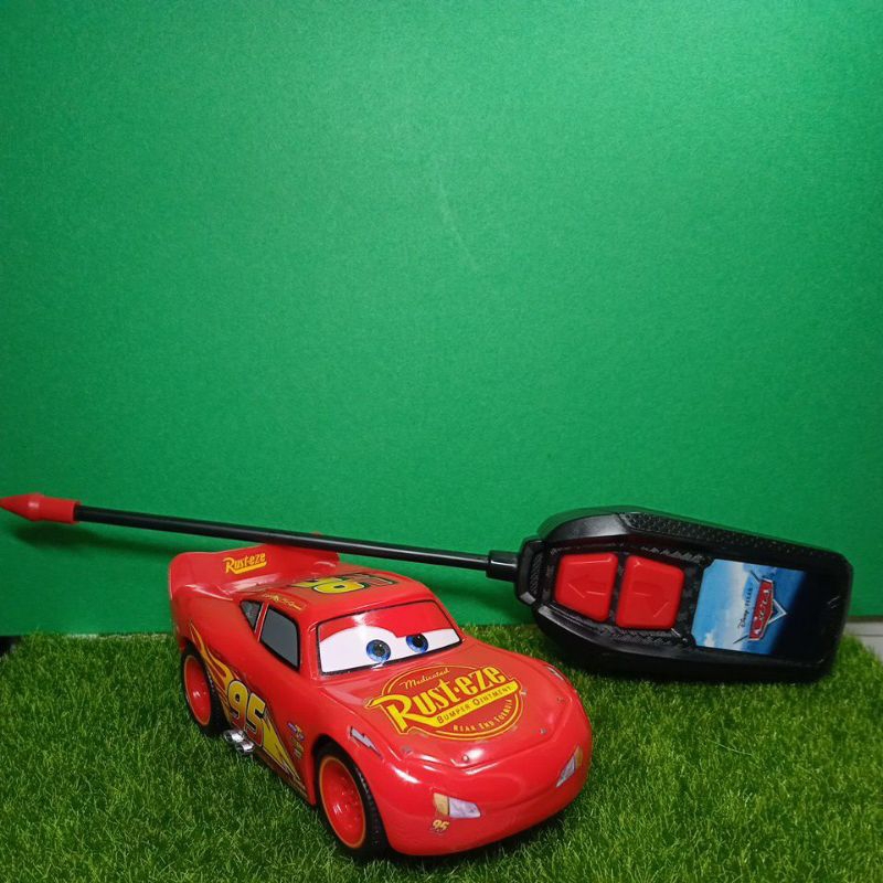 老玩具車CAR'S 閃電麥坤塑膠遙控車無盒約14公分遙控測試正常