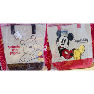 迪士尼 米奇 維尼熊 帆布購物袋 書包袋 隨身提袋