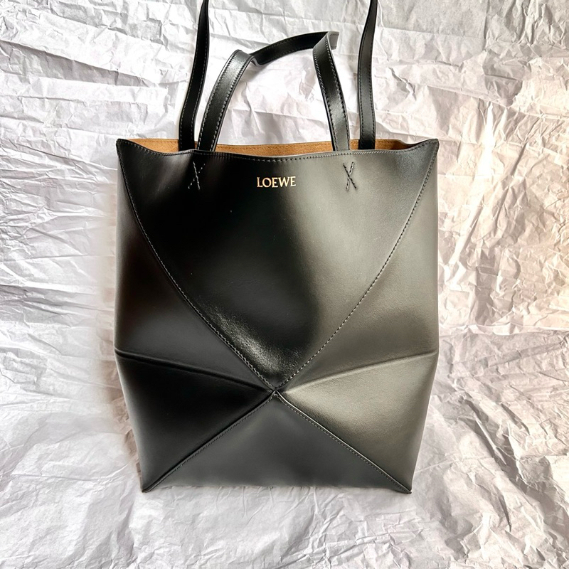 近全新 LOEWE Puzzle Fold Tote 中號 黑金 托特包 折疊包 折疊收納包