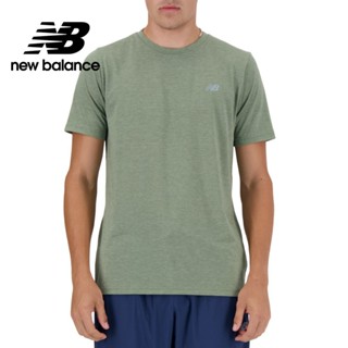 【New Balance】 NB 吸濕排汗短袖上衣_男性_綠色_MT41070DHO