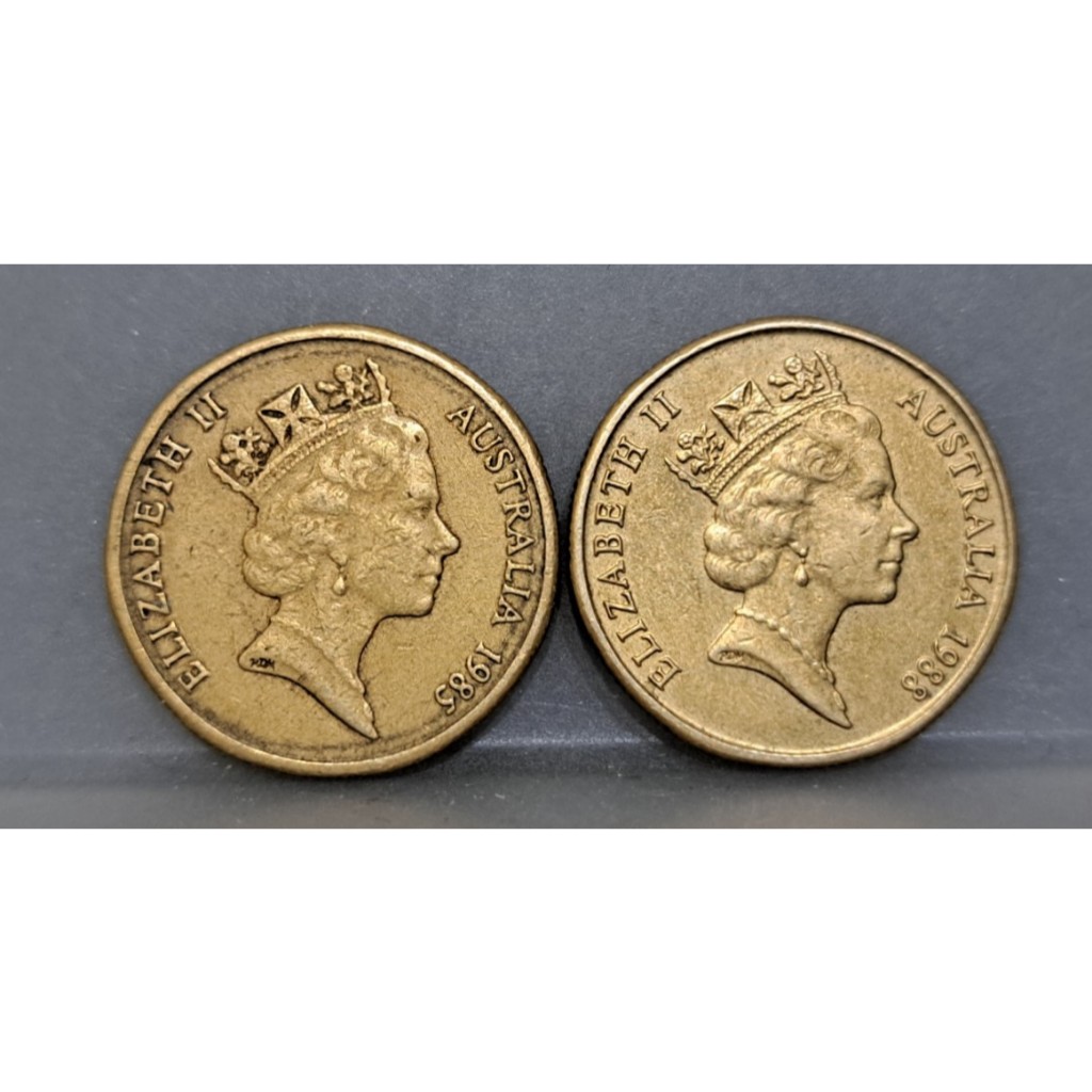 幣1087 澳洲1985年1元+88年1元紀念硬幣 共2枚