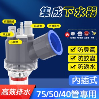 【臺灣現貨】廚房水槽下水管 三頭通淨水器 洗碗機排水管道 防返臭神器 二閤一接頭 多功能下水接頭 洗碗機淨水器整合下水器