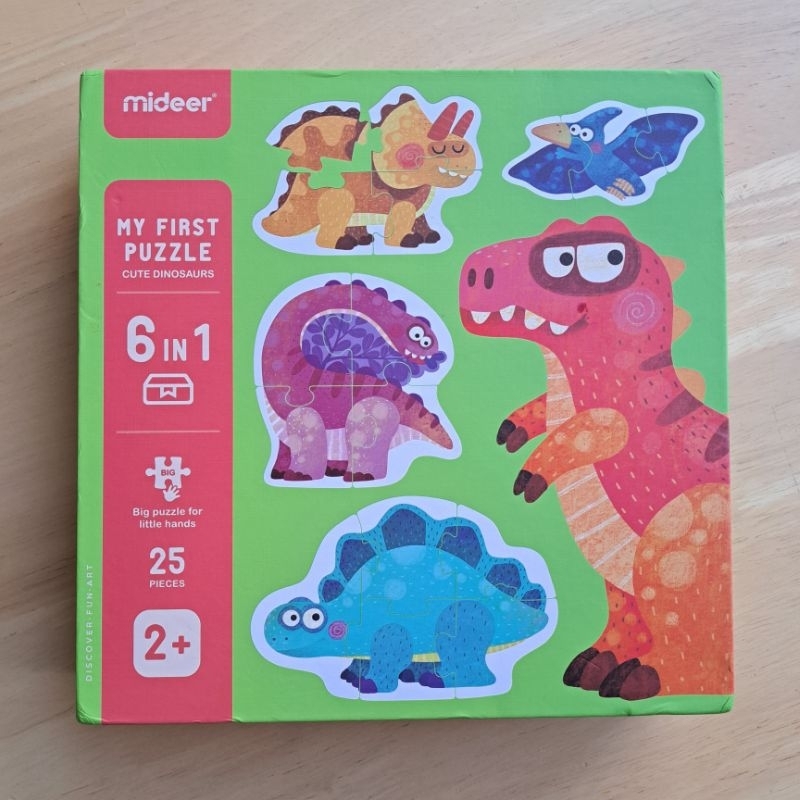 （二手)MiDeer 六合一拼圖-恐龍 my first puzzle cute dinosaur 3片拼圖 6片拼圖