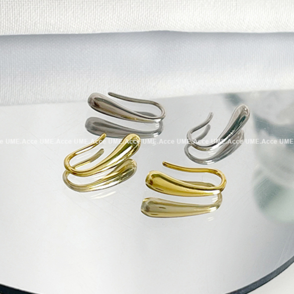 [全純銀.耳環] 小巧水滴耳鈎耳環 (銀色/金色)【UME】整隻純銀耳環 S925純銀