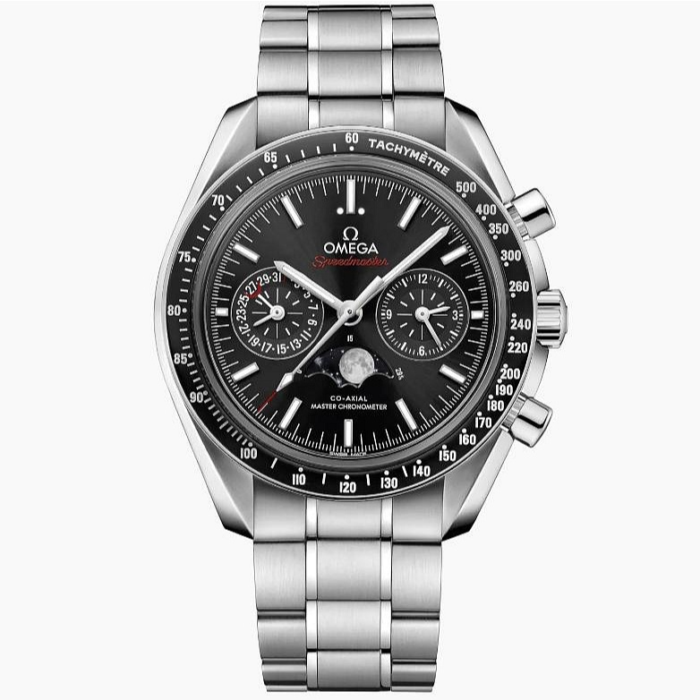OMEGA 304.30.44.52.01.001 歐米茄 44.25mm 超霸月相系列 黑色面盤 不鏽鋼錶帶