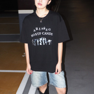 [NAH₂]T28/💤美式復古人物oversized TEE(黑/白)